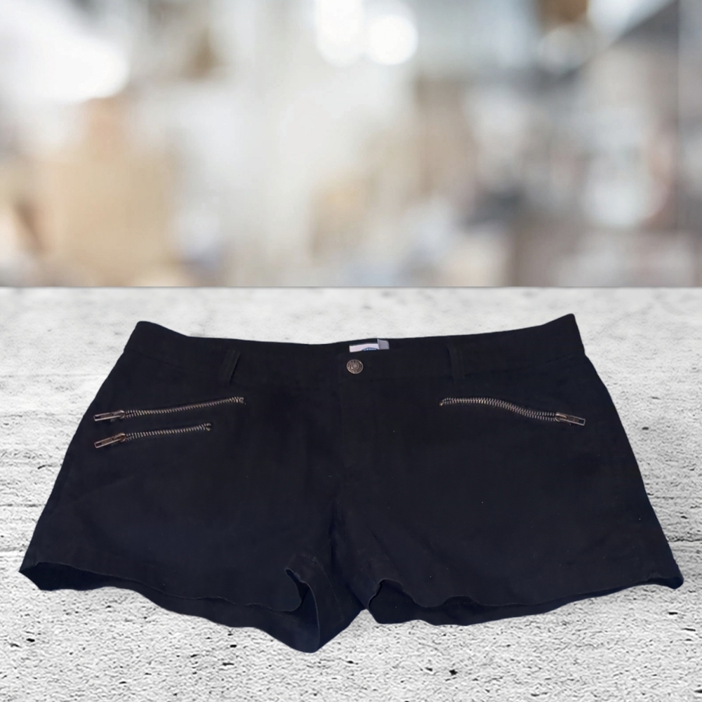 Old Navy black moto zippered casual everyday decorative shorts size 14